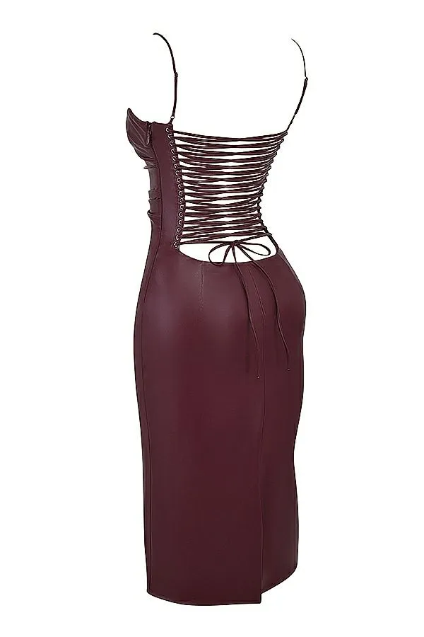 Women Jalena Mulberry Vegan Leather Lace Back Dress House Of CB Dresses