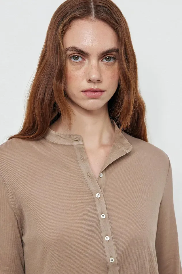 Women JAVA2 8211 Cotton Silk Jersey Henley Shirt 8211 Corda Massimo Alba Tops Women JAVA2 8211 Cotton Silk Jersey Henley Shirt 8211 Corda Massimo Alba Tops