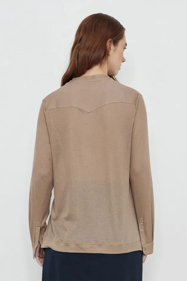 Women JAVA2 8211 Cotton Silk Jersey Henley Shirt 8211 Corda Massimo Alba Tops Women JAVA2 8211 Cotton Silk Jersey Henley Shirt 8211 Corda Massimo Alba Tops