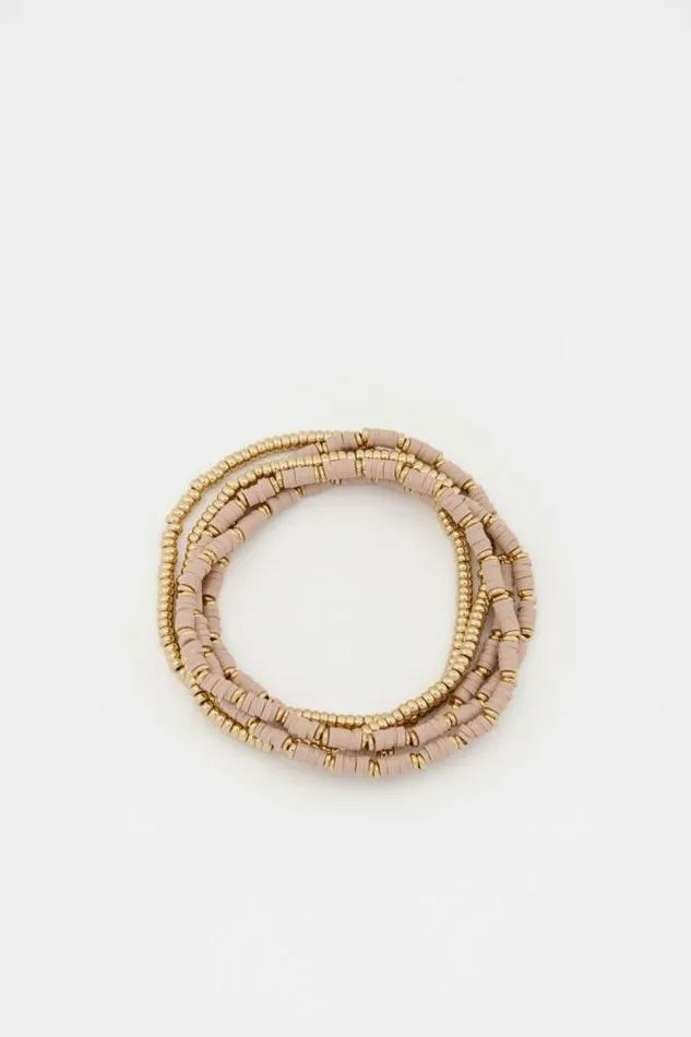 Women Jewellery Seed Heritage Disc Bead Stretch Bracelet Nougat