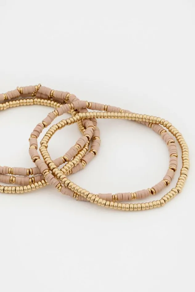 Women Jewellery Seed Heritage Disc Bead Stretch Bracelet Nougat