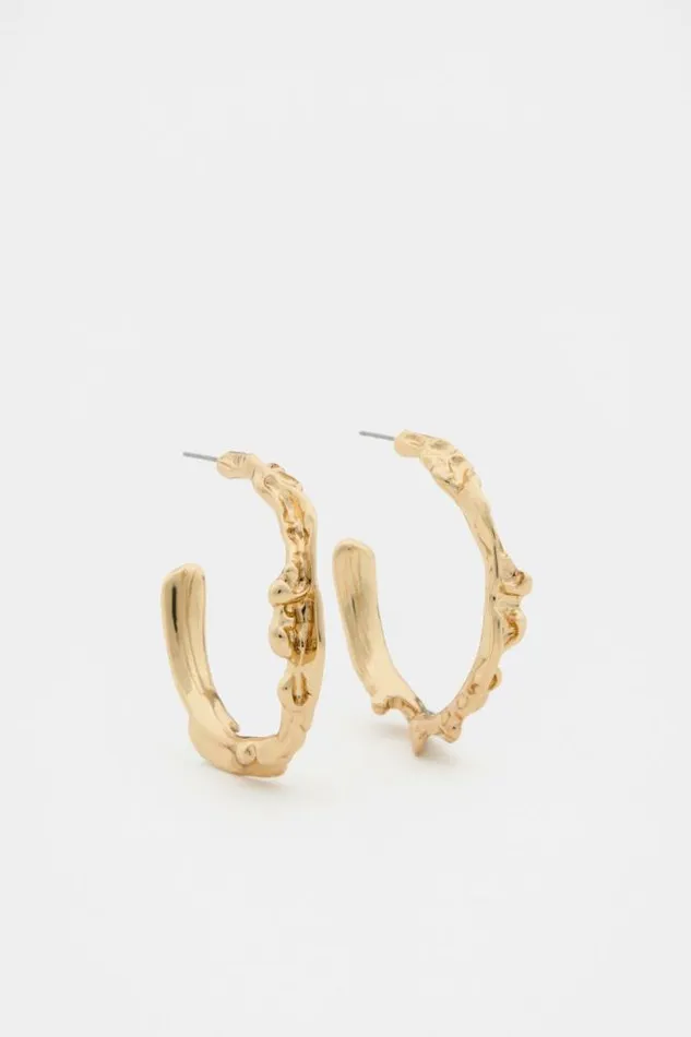 Women Jewellery Seed Heritage Large Molten Hoop Gold