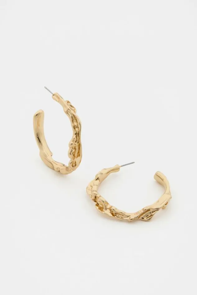 Women Jewellery Seed Heritage Large Molten Hoop Gold