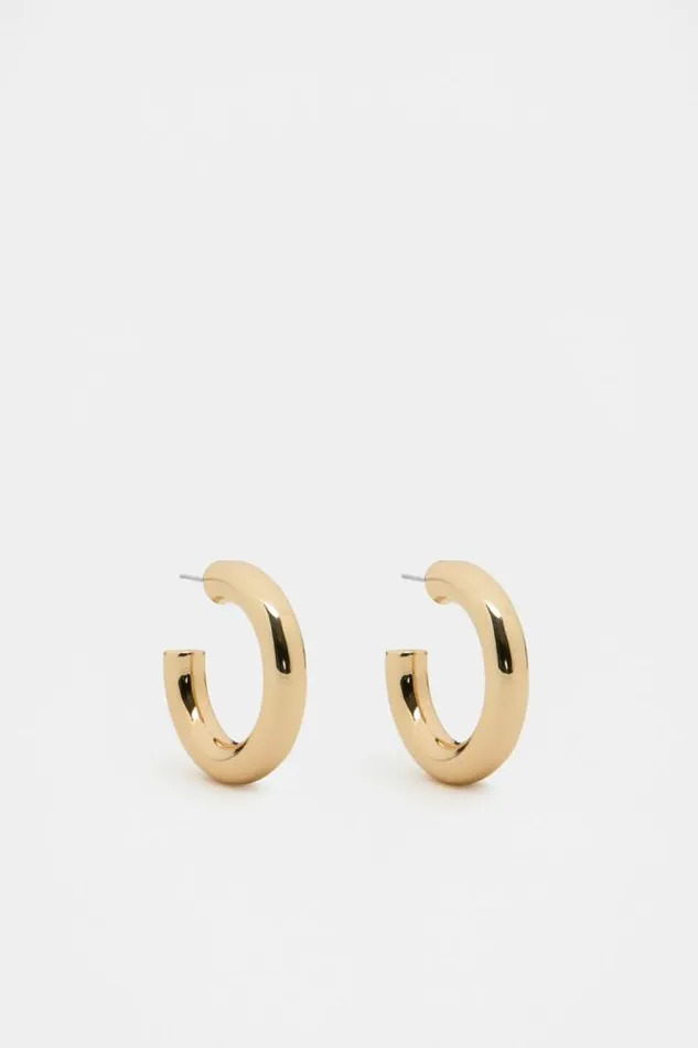 Women Jewellery Seed Heritage Mid Solid Hoops Gold