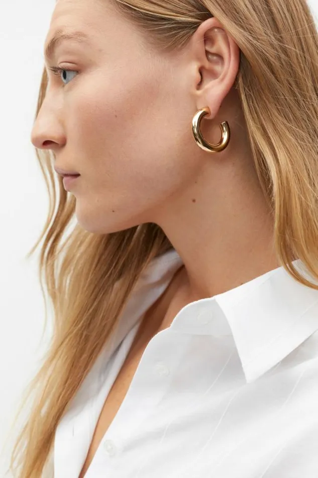 Women Jewellery Seed Heritage Mid Solid Hoops Gold