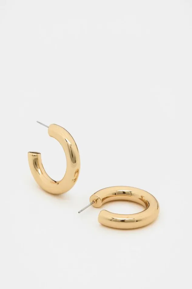 Women Jewellery Seed Heritage Mid Solid Hoops Gold