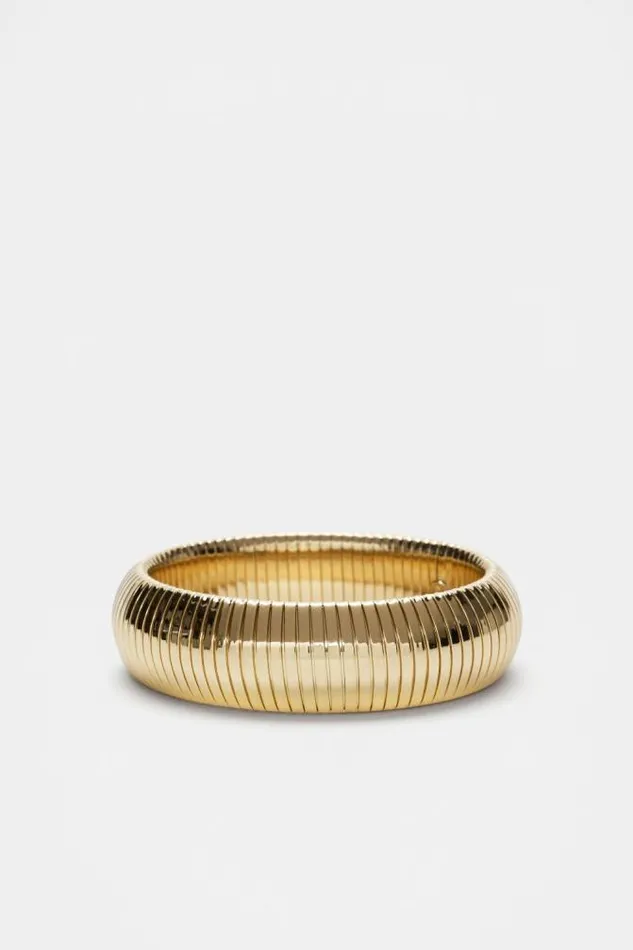 Women Jewellery Seed Heritage Ribbed Chain Bangle Gold