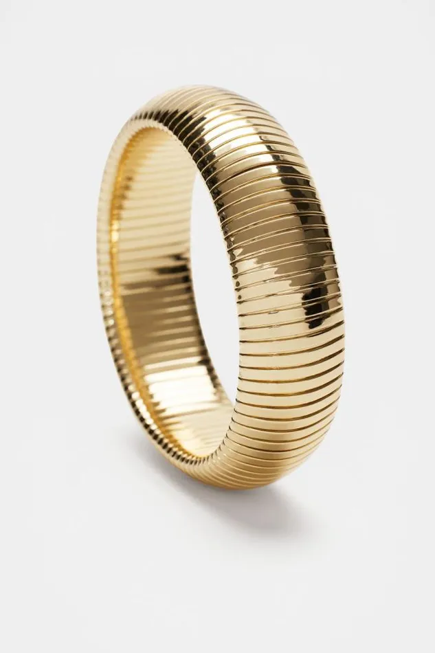 Women Jewellery Seed Heritage Ribbed Chain Bangle Gold