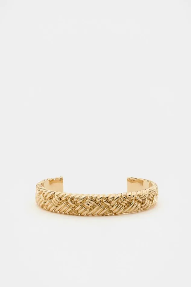 Women Jewellery Seed Heritage Woven Texture Cuff Gold