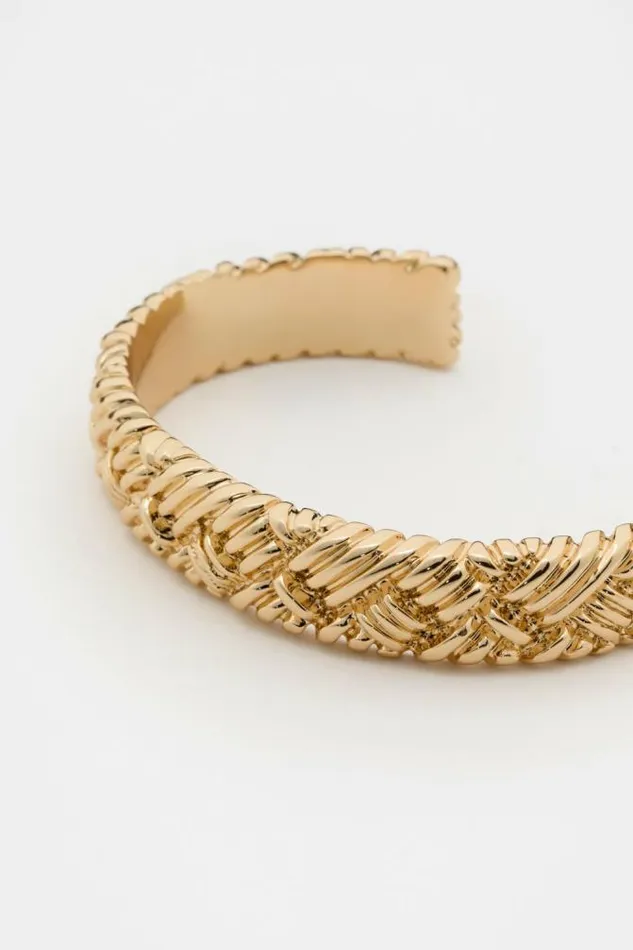 Women Jewellery Seed Heritage Woven Texture Cuff Gold