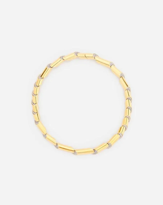 Women Jewelry Lanvin Sequence By Rhinestone Choker Necklace Goldcrystal
