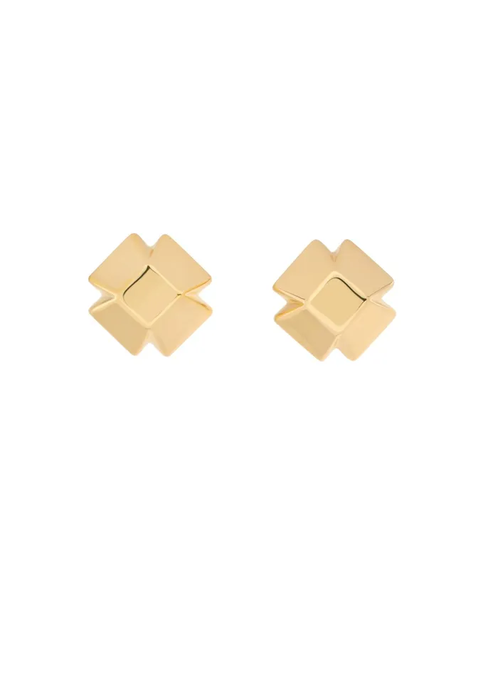 Women Jewelry St John Geo Stud Earrings Gold