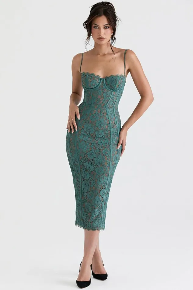 Women Joelle Forest Lace Midi Dress House Of CB Dresses Women Joelle Forest Lace Midi Dress House Of CB Dresses