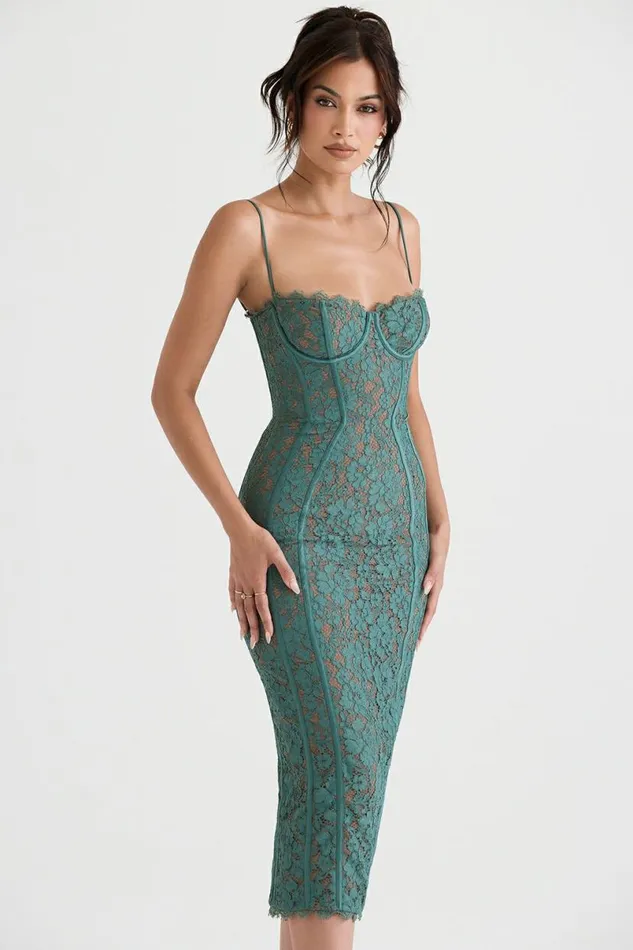 Women Joelle Forest Lace Midi Dress House Of CB Dresses Women Joelle Forest Lace Midi Dress House Of CB Dresses