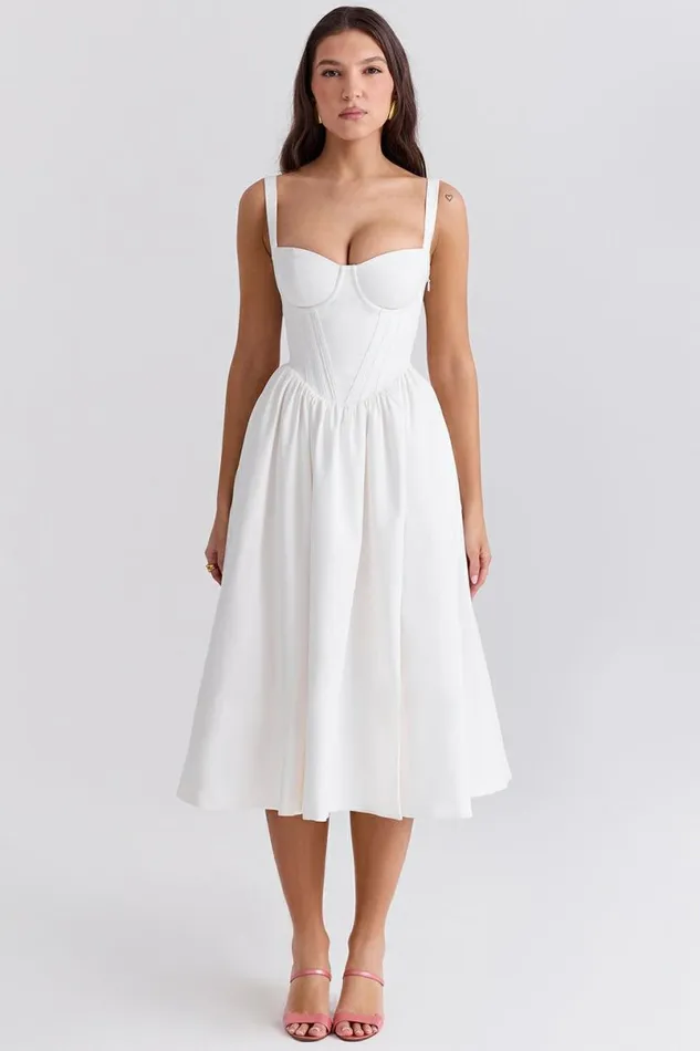 Women Kelly White Corset Midi Sundress House Of CB Dresses Women Kelly White Corset Midi Sundress House Of CB Dresses