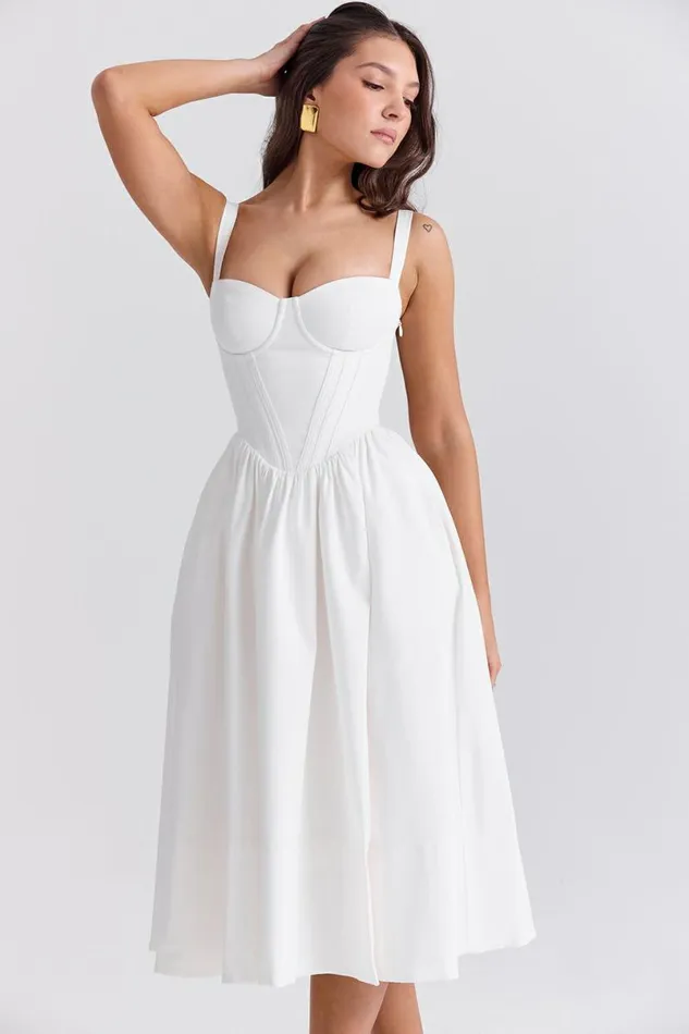 Women Kelly White Corset Midi Sundress House Of CB Dresses Women Kelly White Corset Midi Sundress House Of CB Dresses