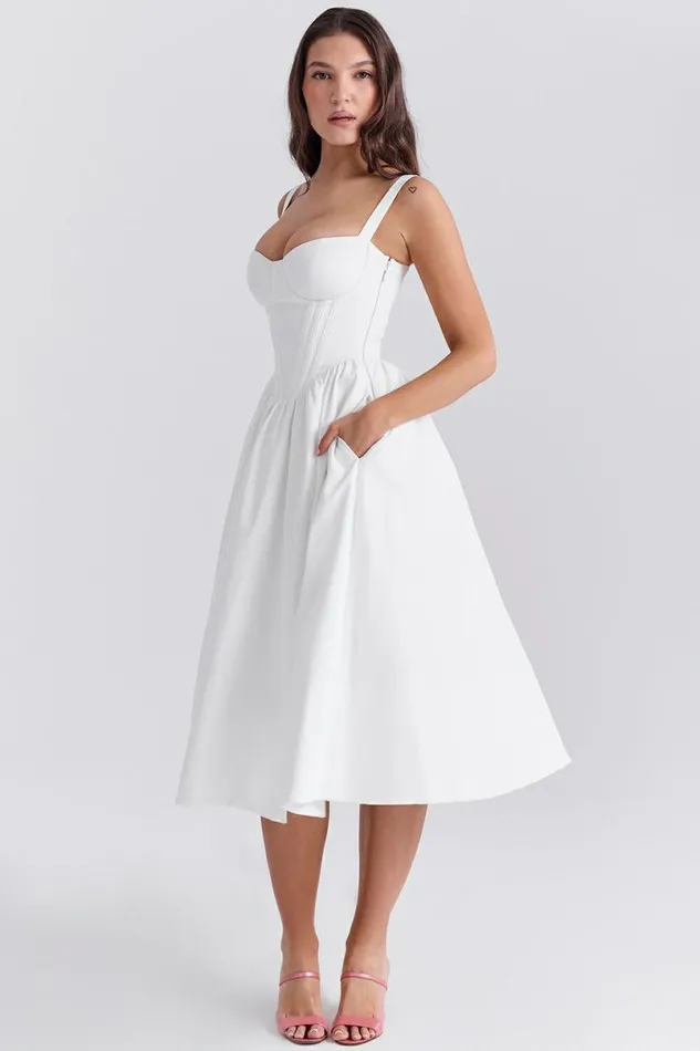Women Kelly White Corset Midi Sundress House Of CB Dresses Women Kelly White Corset Midi Sundress House Of CB Dresses