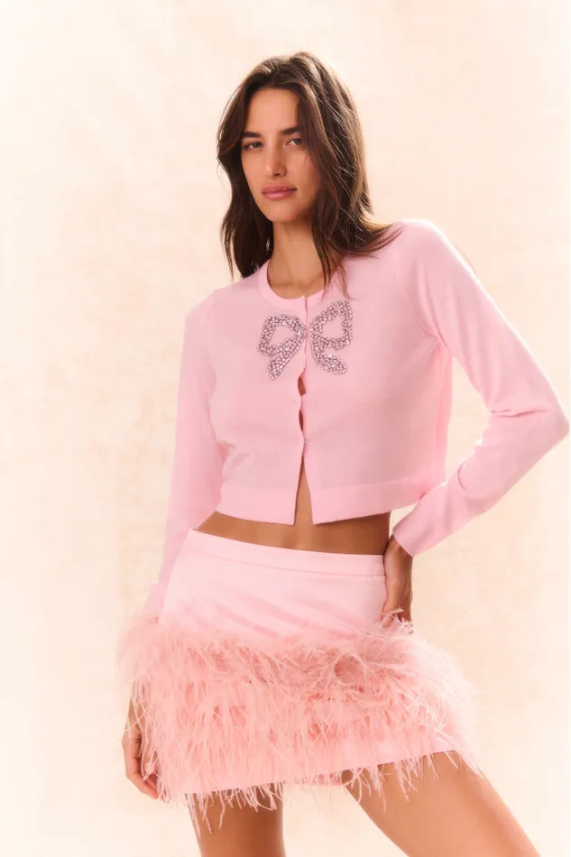 WomenKids Sweaters LoveShackFancy Modine Embellished Wool Cardigan Pink Frosting WomenKids Sweaters LoveShackFancy Modine Embellished Wool Cardigan Pink Frosting