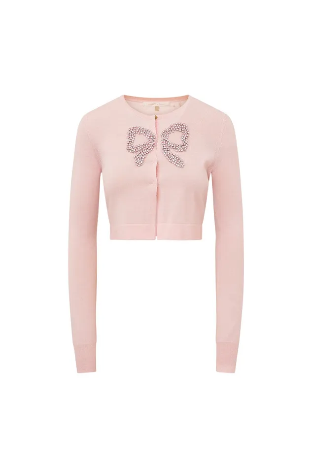 WomenKids Sweaters LoveShackFancy Modine Embellished Wool Cardigan Pink Frosting WomenKids Sweaters LoveShackFancy Modine Embellished Wool Cardigan Pink Frosting