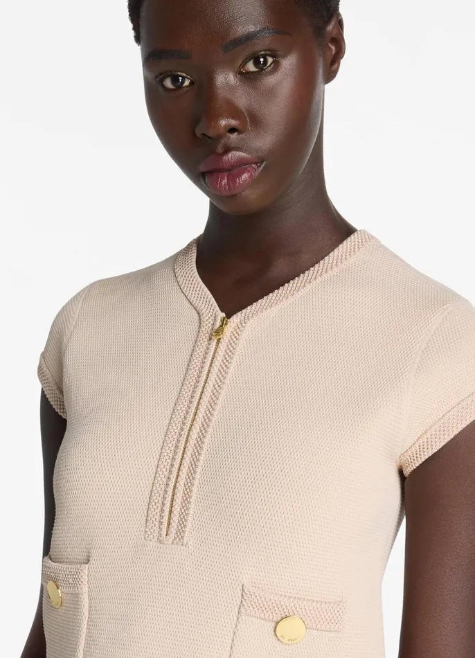 Women Knit Dresses St John Stretch Twill Knit Cap Sleeve Dress Light Peony Women Knit Dresses St John Stretch Twill Knit Cap Sleeve Dress Light Peony