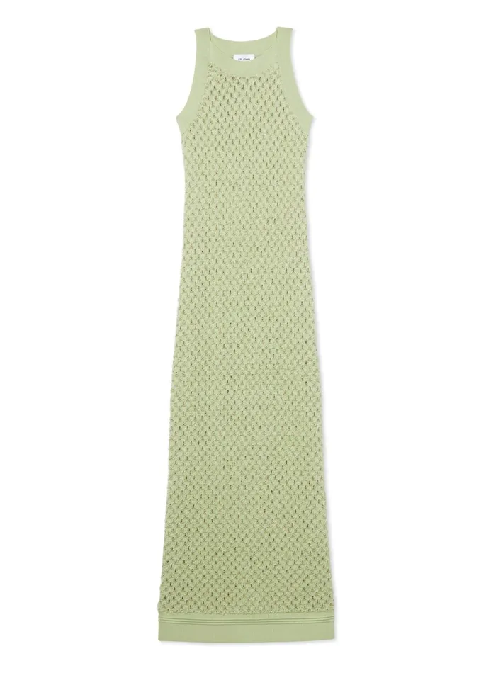 Women Knitwear St John Sparkle Crochet Knit Dress Pale Lime