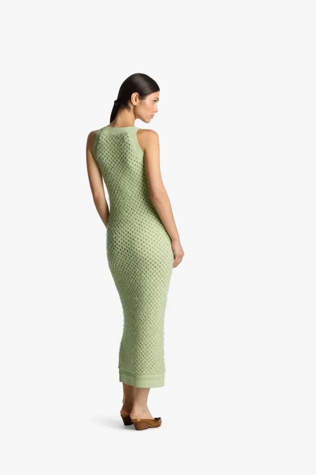 Women Knitwear St John Sparkle Crochet Knit Dress Pale Lime Women Knitwear St John Sparkle Crochet Knit Dress Pale Lime