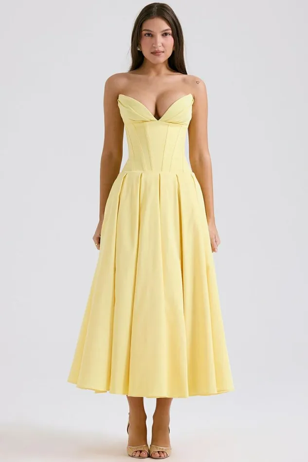 Women Lady Sunshine Strapless Tulle Midi Dress House Of CB Dresses