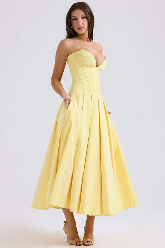 Women Lady Sunshine Strapless Tulle Midi Dress House Of CB Dresses Women Lady Sunshine Strapless Tulle Midi Dress House Of CB Dresses