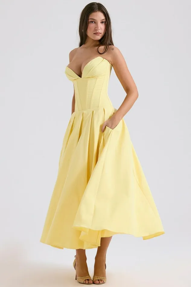 Women Lady Sunshine Strapless Tulle Midi Dress House Of CB Dresses Women Lady Sunshine Strapless Tulle Midi Dress House Of CB Dresses