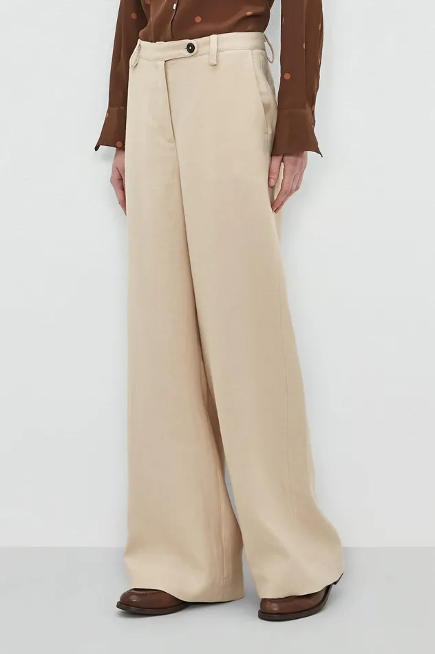 Women LAMIA 8211 Linen Trousers 8211 Sesame Massimo Alba Trousers and Shorts