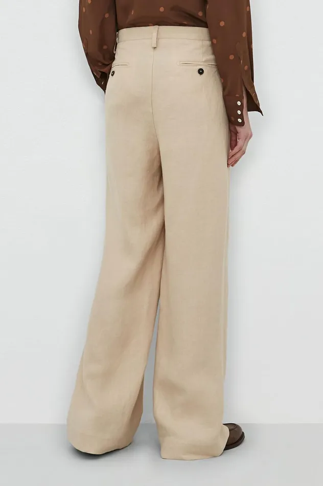 Women LAMIA 8211 Linen Trousers 8211 Sesame Massimo Alba Trousers and Shorts
