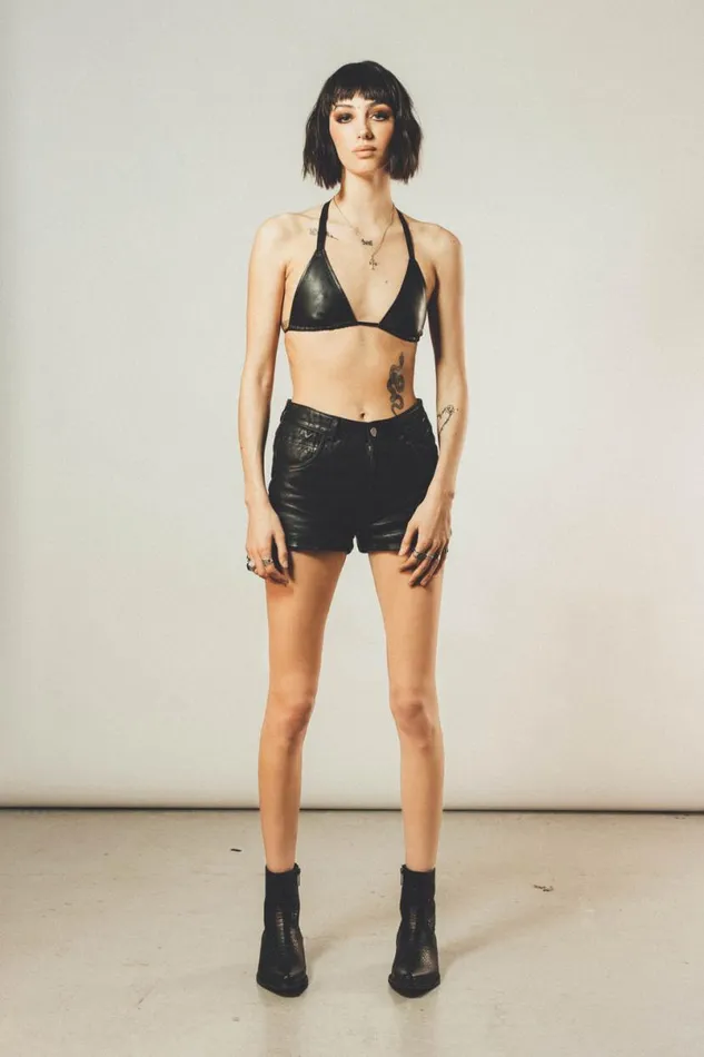 Women Leather Bra Black OTHER TOPS