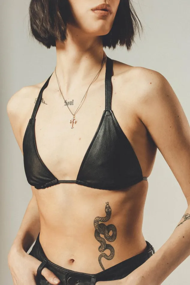 Women Leather Bra Black OTHER TOPS
