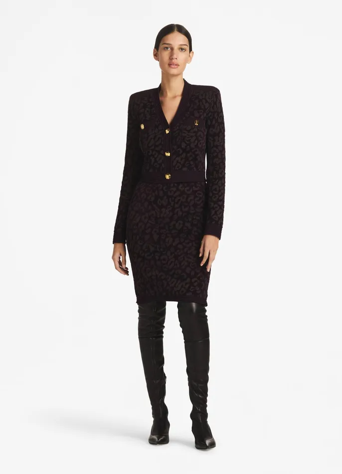 Women Light Jackets St John Leopard Knit Jacket Aubergine Women Light Jackets St John Leopard Knit Jacket Aubergine