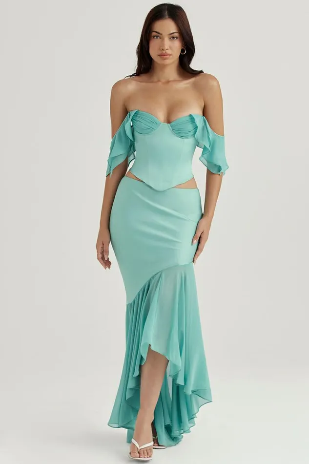 Women Lila Jade Ruffle Maxi Skirt House Of CB Bottoms