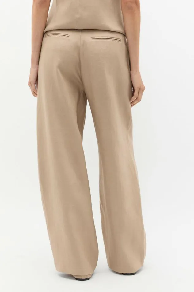 Women Linen Seed Heritage Tailored Linen Pleat Pant Cookie