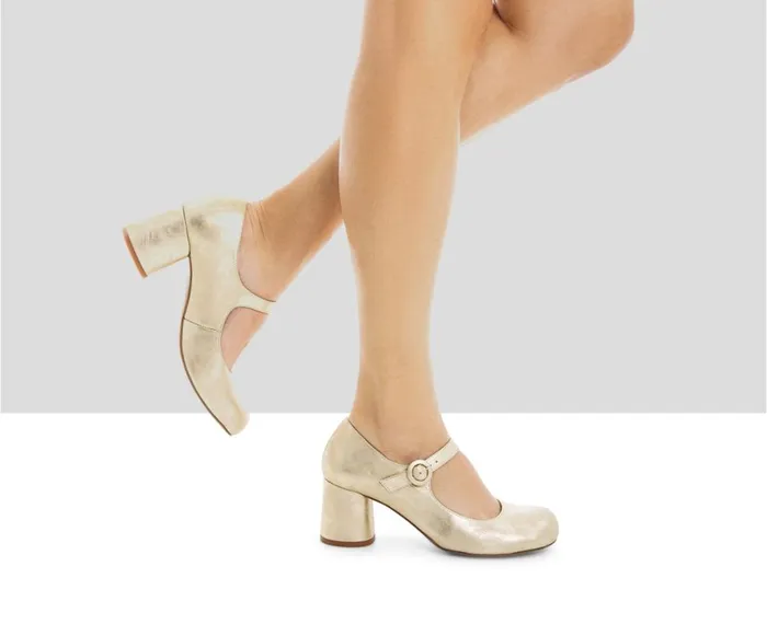 Women Low Heel Audley Shoes Medium Heel Leather Shoe Leonor Metallic