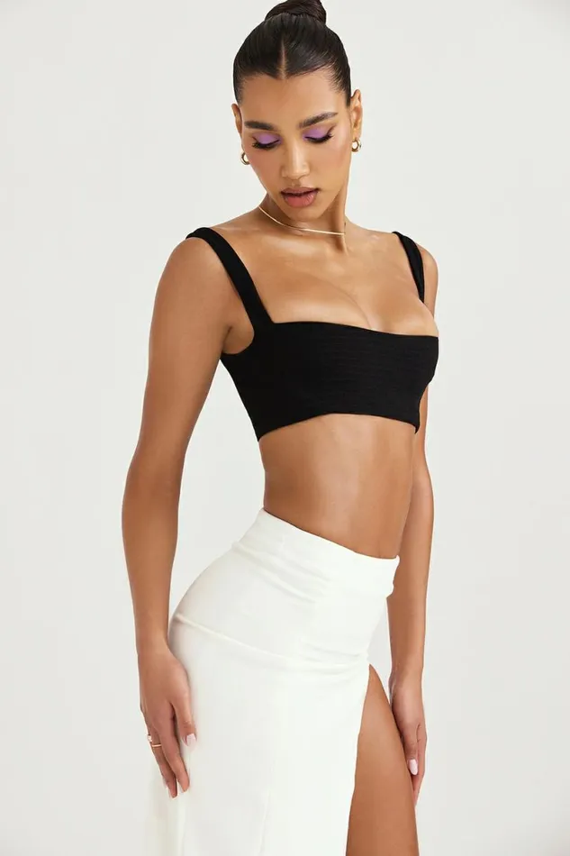 Women Luciana Black Pleated Bandeau Top House Of CB Tops Women Luciana Black Pleated Bandeau Top House Of CB Tops