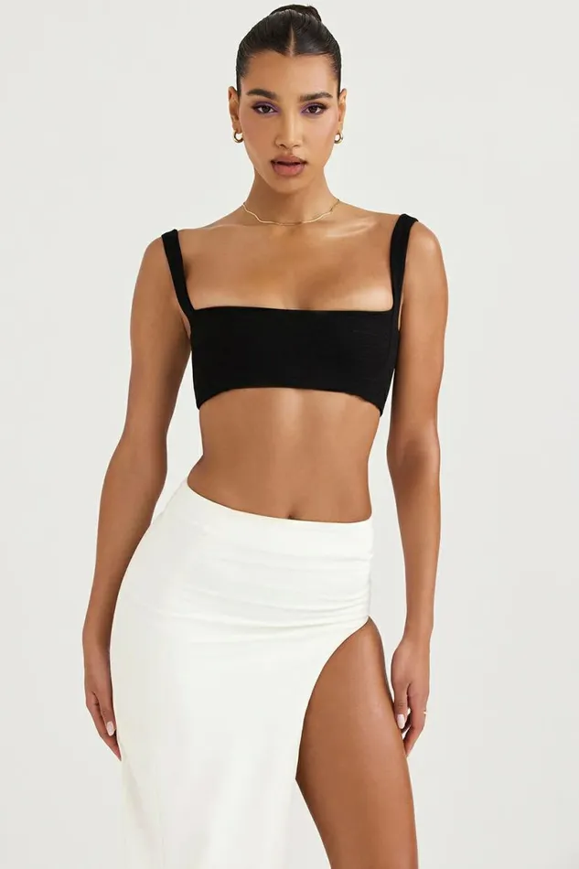 Women Luciana Black Pleated Bandeau Top House Of CB Tops Women Luciana Black Pleated Bandeau Top House Of CB Tops