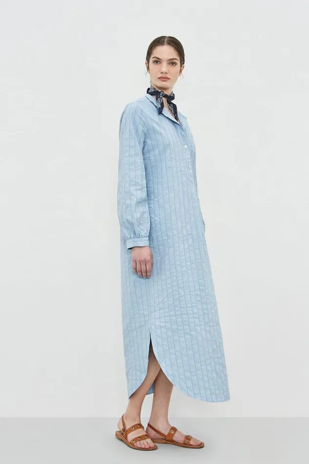 Women MADAMA 8211 Cotton Kaftan 8211 Dark Blue Massimo Alba Dresses and Skirts Women MADAMA 8211 Cotton Kaftan 8211 Dark Blue Massimo Alba Dresses and Skirts