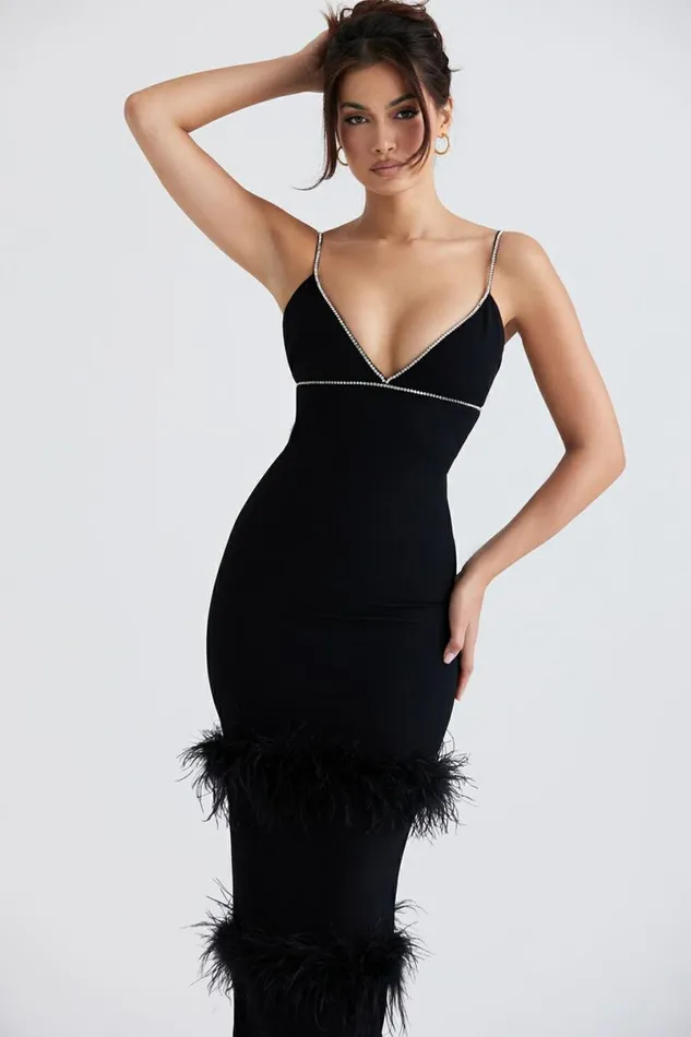 Women Maricel Black Crystallised Maxi Dress House Of CB Dresses Women Maricel Black Crystallised Maxi Dress House Of CB Dresses