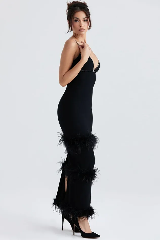 Women Maricel Black Crystallised Maxi Dress House Of CB Dresses Women Maricel Black Crystallised Maxi Dress House Of CB Dresses