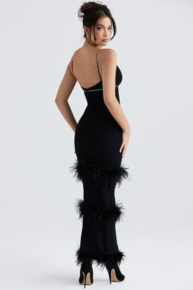 Women Maricel Black Crystallised Maxi Dress House Of CB Dresses Women Maricel Black Crystallised Maxi Dress House Of CB Dresses