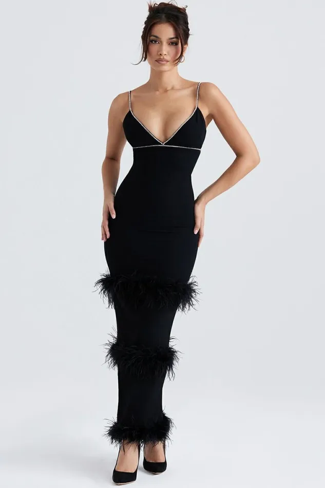 Women Maricel Black Crystallised Maxi Dress House Of CB Dresses Women Maricel Black Crystallised Maxi Dress House Of CB Dresses