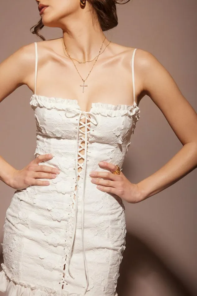 Women Marlene White Cotton Broderie Anglais Mini Dress House Of CB Dresses Women Marlene White Cotton Broderie Anglais Mini Dress House Of CB Dresses