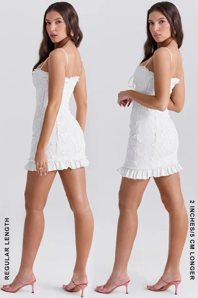 Women Marlene White Cotton Broderie Anglais Mini Dress House Of CB Dresses Women Marlene White Cotton Broderie Anglais Mini Dress House Of CB Dresses