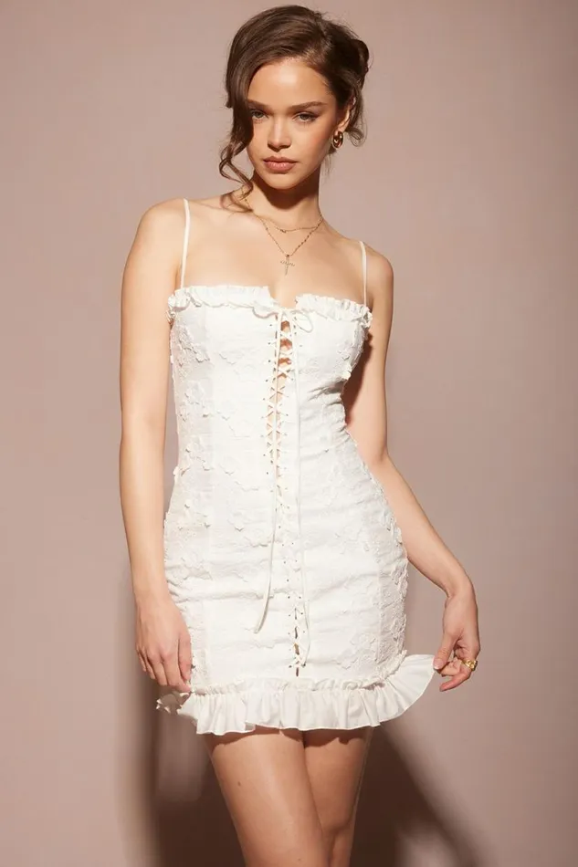 Women Marlene White Cotton Broderie Anglais Mini Dress House Of CB Dresses Women Marlene White Cotton Broderie Anglais Mini Dress House Of CB Dresses