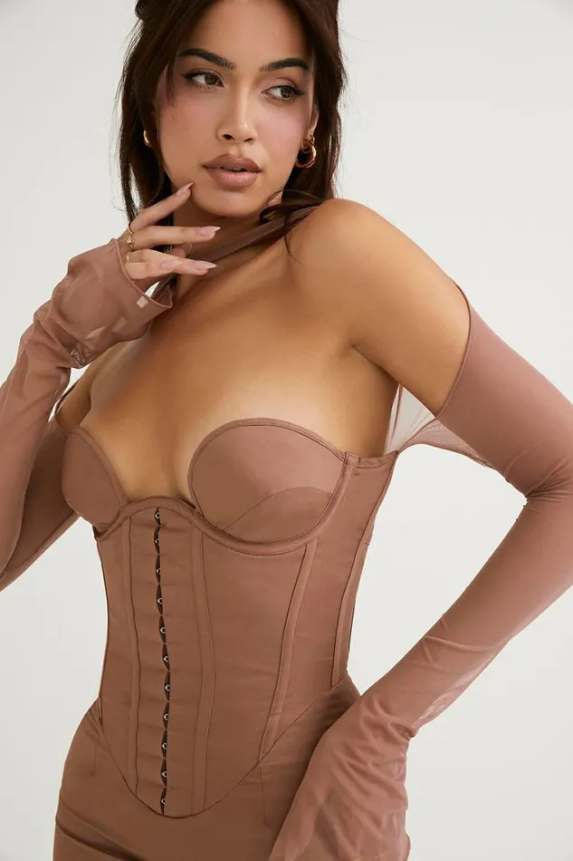 Women Mayara Mocha Structured Corset Mini Dress House Of CB Dresses Women Mayara Mocha Structured Corset Mini Dress House Of CB Dresses