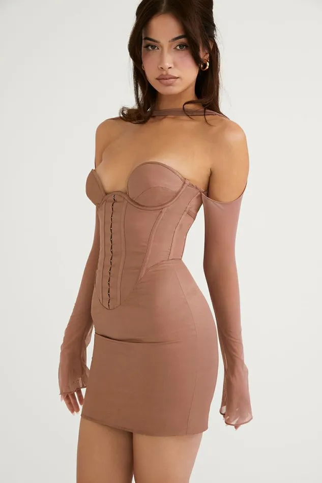 Women Mayara Mocha Structured Corset Mini Dress House Of CB Dresses Women Mayara Mocha Structured Corset Mini Dress House Of CB Dresses