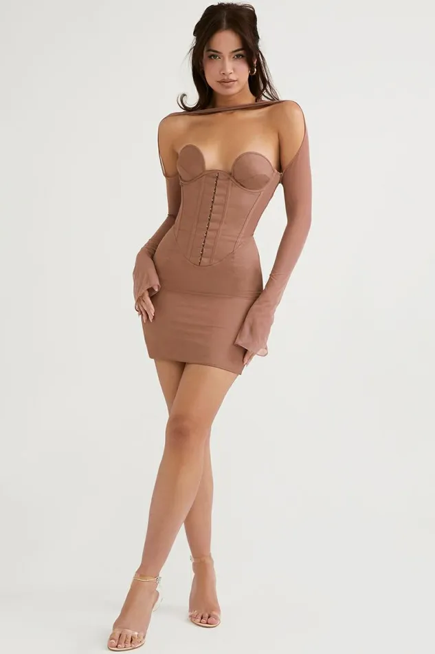 Women Mayara Mocha Structured Corset Mini Dress House Of CB Dresses Women Mayara Mocha Structured Corset Mini Dress House Of CB Dresses